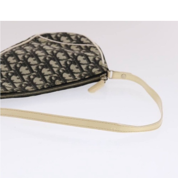 CHRISTIAN DIOR TROTTER Canvas Saddle Pouch Black/ White PREOWNED - Picture 7 of 16